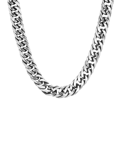 Shop Steeltime Men's Stainless Steel Cuban Link Chain Necklaces In Silver