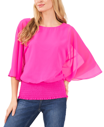 Shop Sam & Jess Women's Smocked-waist Top In Pink