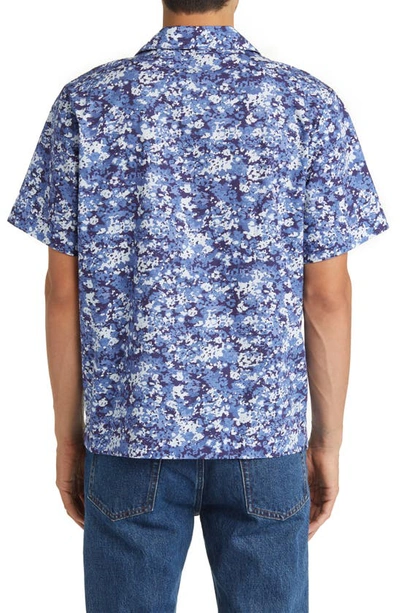 Shop Apc Lloyd Cotton Camp Shirt In Bleu
