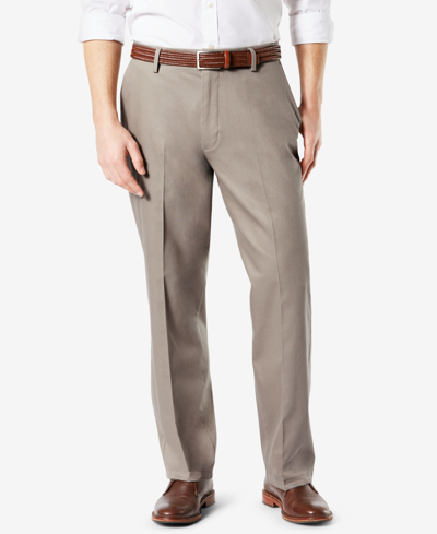 Shop Dockers Men's Signature Lux Cotton Relaxed Fit Pleated Creased Stretch Khaki Pants In Tan/beige