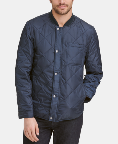 Shop Cole Haan Men's Quilted Jacket In Blue