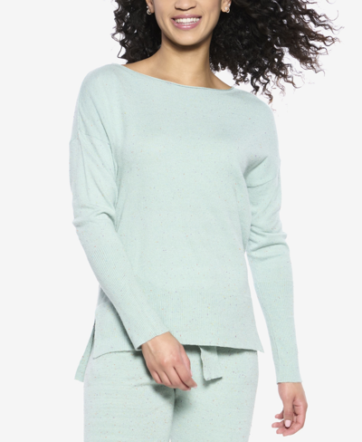 Shop Felina Voyage Textured Sweater Knit Lounge Top In Blue