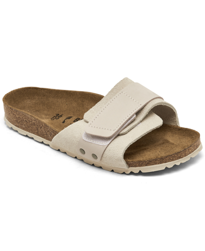 Shop Birkenstock Women's Oita Suede Leather Slide Sandals From Finish Line In White