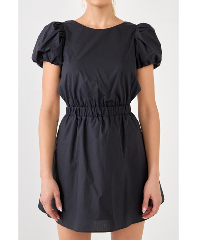 Shop English Factory Women's Cut-out Poplin Mini Dress In Black
