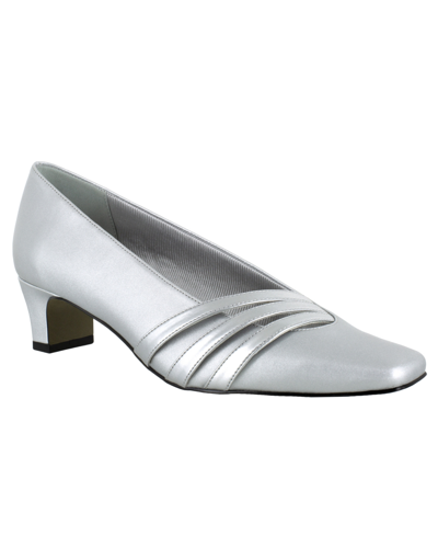 Shop Easy Street Entice Squared Toe Pumps Women's Shoes In Silver