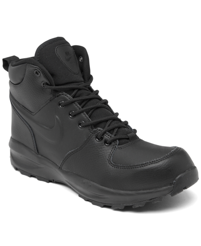 Shop Nike Big Kids Manoa Leather Boots From Finish Line In Black