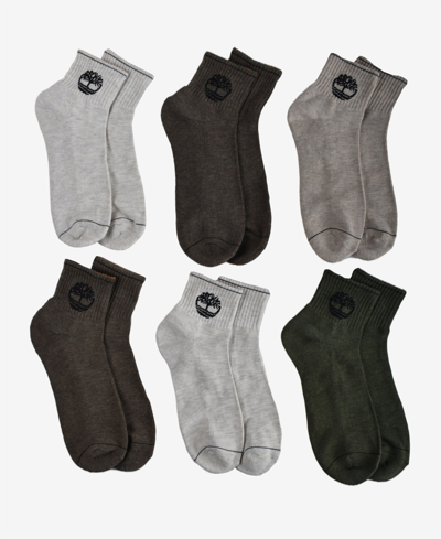 Shop Timberland Men's Quarter Socks, Pack Of 6 In Tan/beige