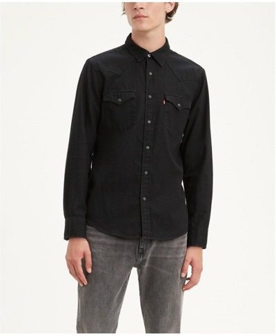 Shop Levi's Men's Classic Clean Standard Fit Denim Western Shirt In Black
