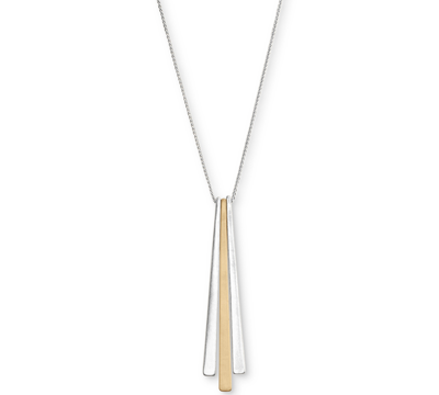 Shop Lucky Brand Two-tone Stick Pendant Long Necklace, 30" + 2" Extender In Yellow