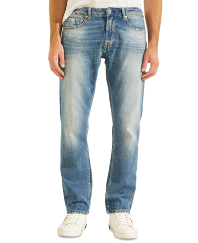 Shop Guess Men's Regular Straight Faded Jeans In Blue
