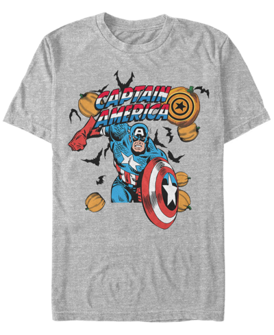 Shop Fifth Sun Marvel Men's Classic Captain America Halloween Pumpkins Short Sleeve T-shirt In Gray