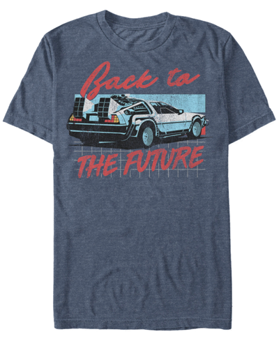 Shop Fifth Sun Back To The Future Franchise Men's Delorean Grid Short Sleeve T-shirt In Blue