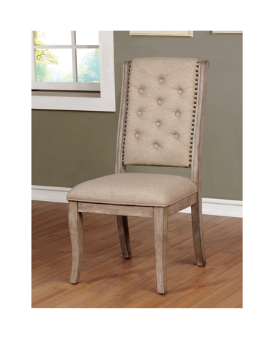 Shop Furniture Of America Aggate Rustic Upholstered Dining Chair (set Of 2) In White