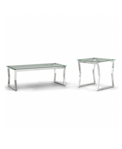Shop Furniture Of America Meiland Glass Top Coffee Table Set, 2 Piece In Gray