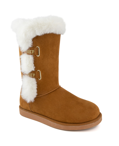 Shop Juicy Couture Women's Koded Faux Fur Winter Boots Women's Shoes In Brown