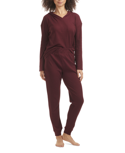 Shop Tommy Hilfiger Women's Solid Knit Waffle Pajama Set In Purple