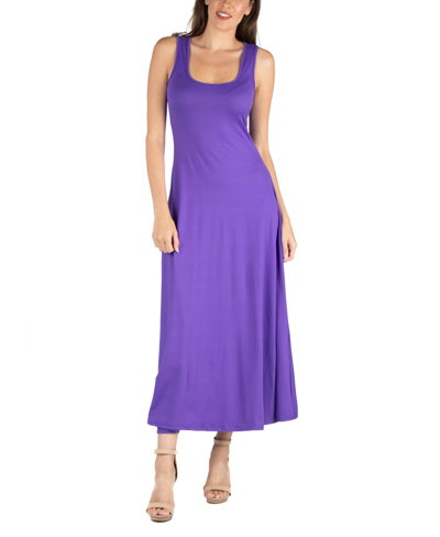 Shop 24seven Comfort Apparel Slim Fit A-line Sleeveless Maxi Dress In Purple