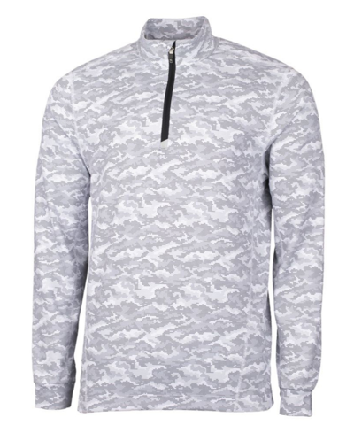 Shop Cutter & Buck Men's Traverse Camo Print Half Zip T-shirt In Gray
