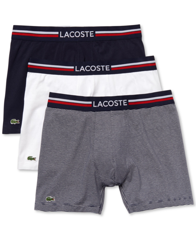 Shop Lacoste Men's Stretch Cotton Boxer Brief Set, 3-piece In Multi