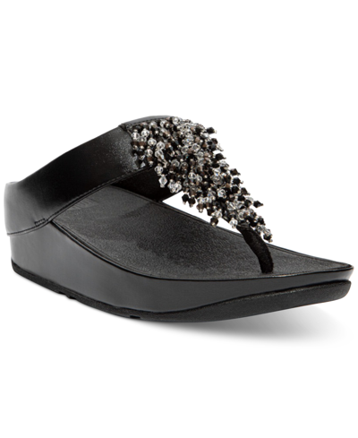 Shop Fitflop Women's Rumba Beaded Toe-post Sandals Women's Shoes In Black
