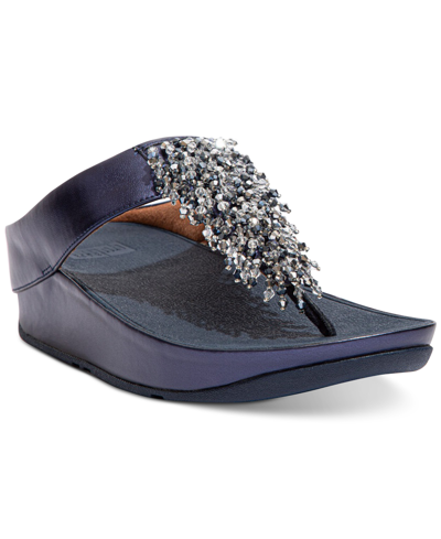 Shop Fitflop Women's Rumba Beaded Toe-post Sandals Women's Shoes In Blue