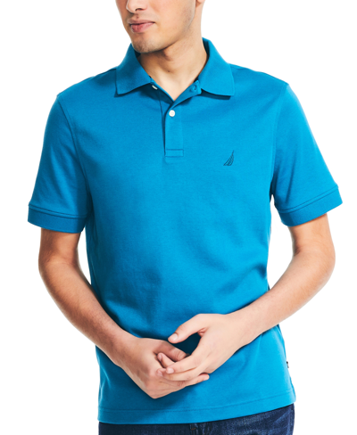 Shop Nautica Men's Classic-fit Soft Stretch Interlock Polo In Blue