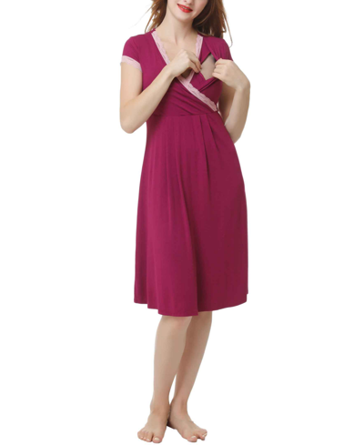 Shop Kimi & Kai Jenny Maternity Nursing Night Gown In Purple