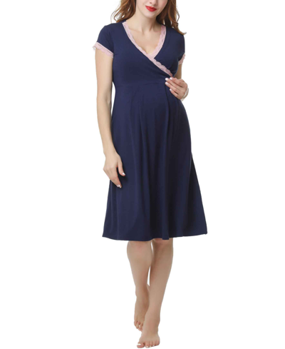 Shop Kimi & Kai Jenny Maternity Nursing Night Gown In Blue