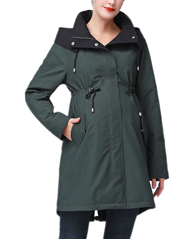 Shop Kimi & Kai Women's Aino Water Repellent Hooded Parka Coat In Green