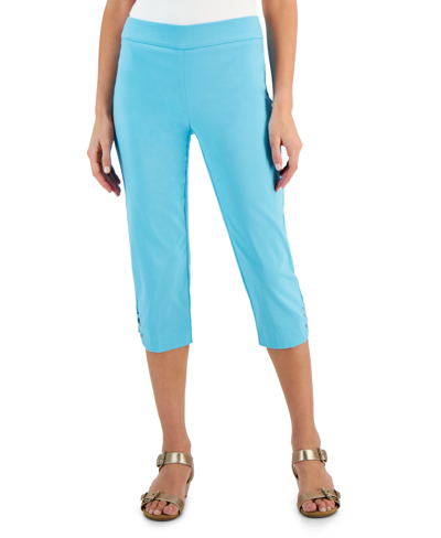 Jm Collection Petite Crisscross-hem Capri Pants, Created For Macy's In Blue