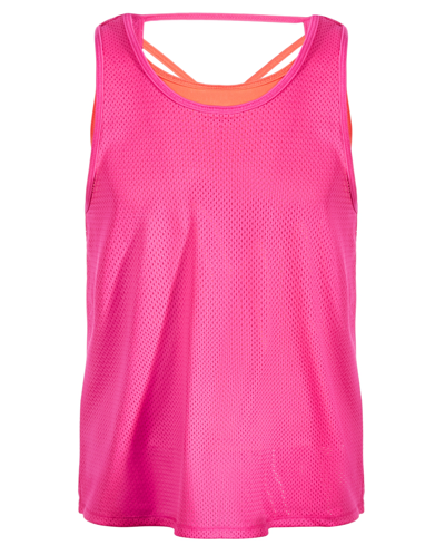 Shop Id Ideology Big Girls Mesh 2-in-1 Sleeveless Tank, Created For Macy's In Pink