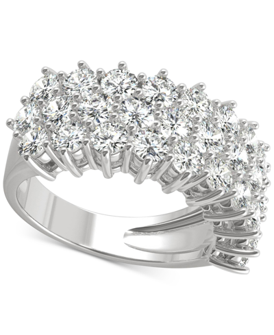 Shop Charles & Colvard Moissanite Triple Row Band (3 Ct. T.w. Dew) In 14k White Gold
