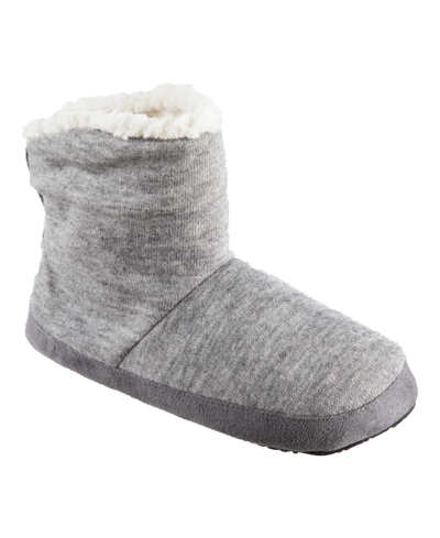 Shop Isotoner Signature Women's Microsuede And Heathered Knit Marisol Boot Slipper, Online Only In Gray
