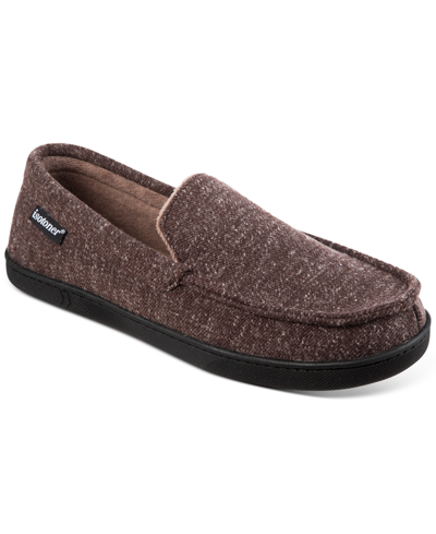 Shop Isotoner Men's Preston Heather Knit Moccasin Slippers In Brown