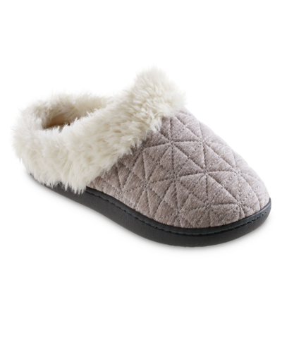 Shop Isotoner Signature Women's Quilted Jersey Bridget Hoodback Eco Comfort Slippers In Gray