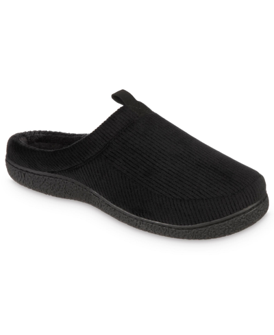 Shop Isotoner Men's Advanced Memory Foam Corduroy Hoodback Comfort Slippers In Black