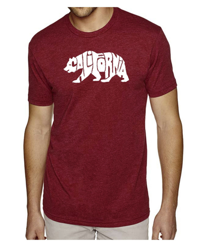 Shop La Pop Art Men's Word Premium Art T-shirt - California Bear In Red