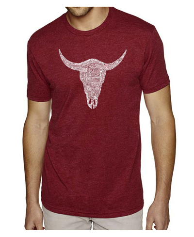 Shop La Pop Art Men's Premium Word Art T-shirt - Cowskull Country Hits In Red