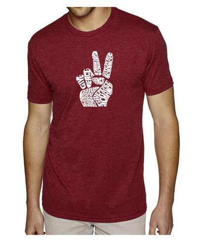 Shop La Pop Art Men's Premium Word Art T-shirt - Peace Fingers In Red