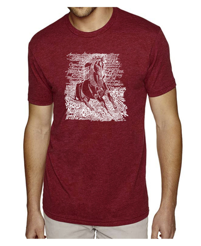 Shop La Pop Art Men's Premium Word Art T-shirt - Horse Breeds In Red