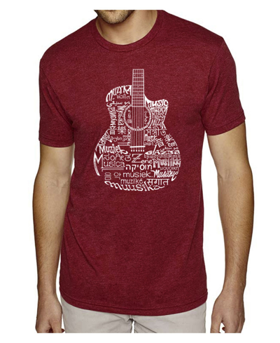 Shop La Pop Art Men's Premium Word Art T-shirt - Languages Guitar In Red