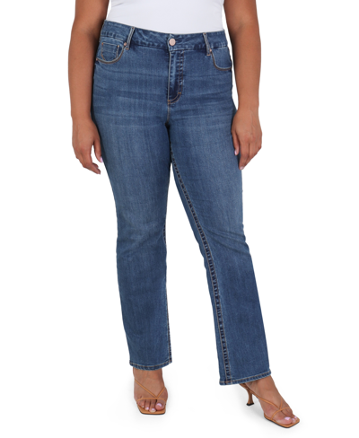 Shop Seven7 Plus Size Tummyless Slim Boot Jeans In Blue