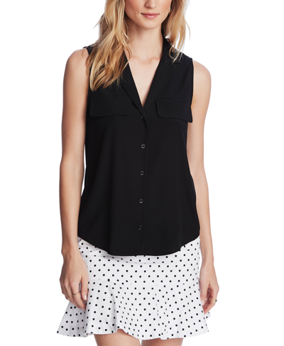 Shop Court & Rowe Women's Sleeveless Button-down Blouse In Black