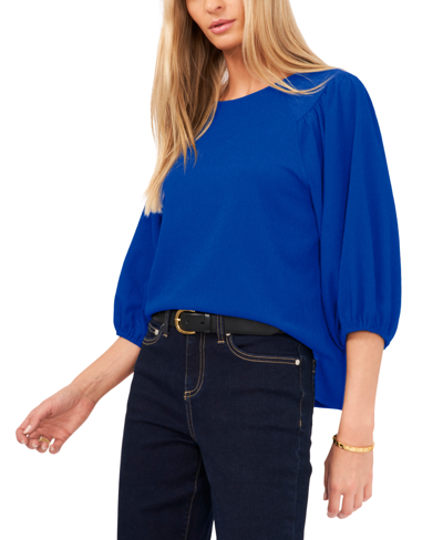 Shop Vince Camuto Women's Puff Sleeve Knit Top In Blue