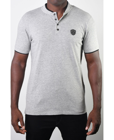 Shop Members Only Men's Teddy Collar Metal Button Polo In Gray
