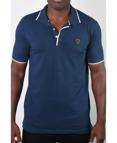 Shop Members Only Men's Basic Short Sleeve Logo Botton Polo In Blue