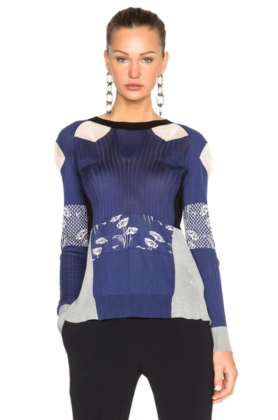 Shop Maison Margiela Fantasy Jacquard Sweater In Jacquard Blue