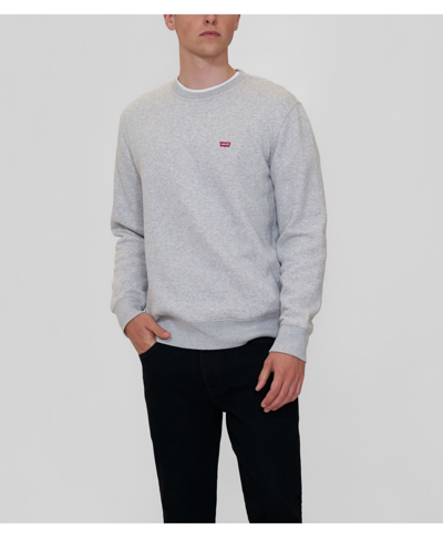 Shop Levi's Men's Core Crew Regular Fit Long Sleeve Sweatshirt In Gray