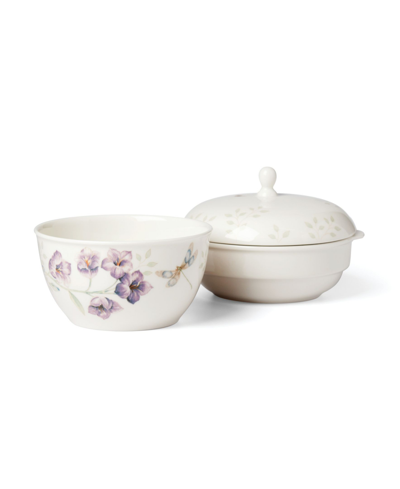 Shop Lenox Butterfly Meadow 3-piece Stackable Bowl Set In White