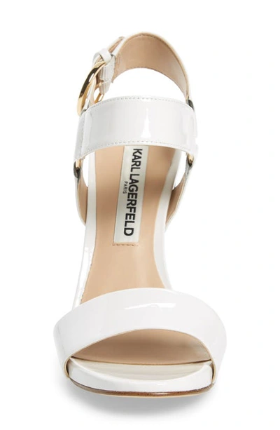 Shop Karl Lagerfeld Cieone Sandal In White Patent